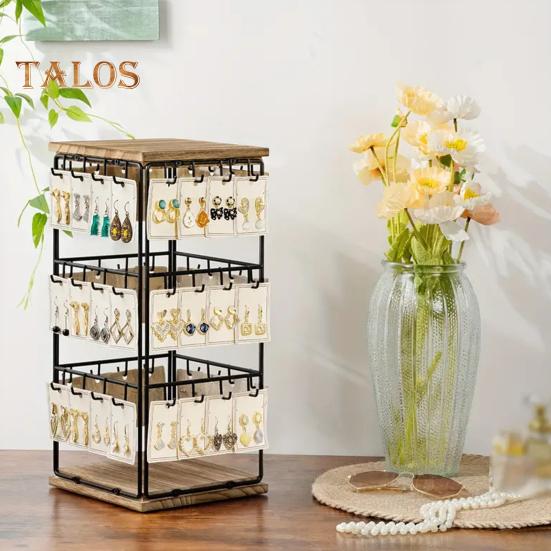 Earring Display Stand with 48 Hooks Earring Display Holder for Vendors 360 Degree All-Round Display Necklaces Bracelets Earring Card Organizer for