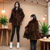 New autumn and winter fur leopard print thickened coat imitation fox hair big fur collar fashion coat mother dress women