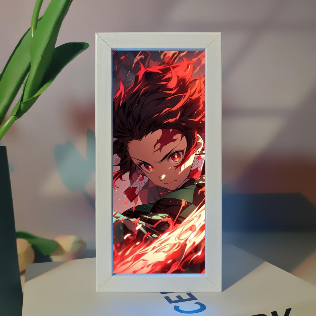 Demon Slayer Picture Frame Night Light Bedside Table Decor Nezuko Anime Peripheral Figures Ornaments Cartoon Lamp Birthday Gifts