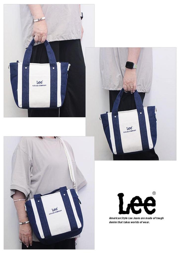 Lee Buddy Tote Shoulder Cotton Bag, Canvas, 320-1405 (320-1405-83), Black/White