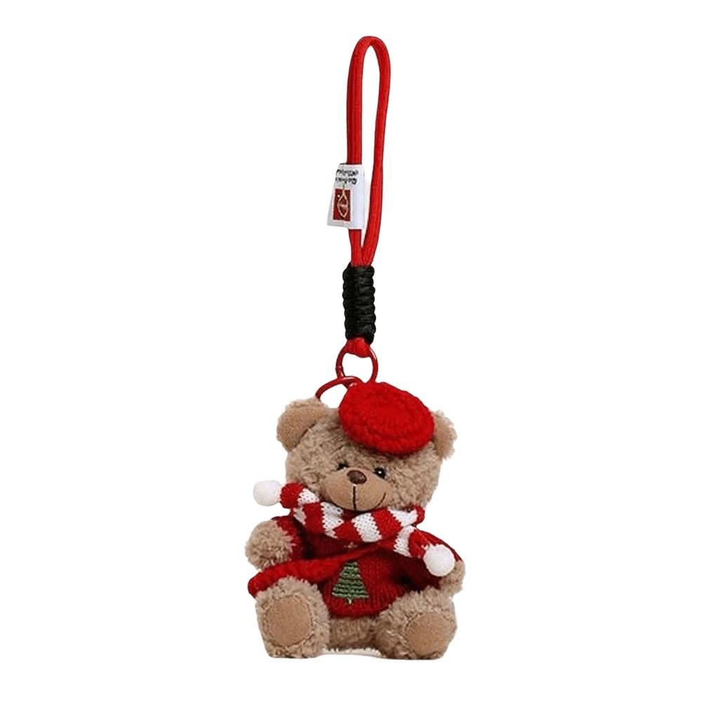 Soft Plush Christmas Bear Pendant Knitted Sweater Cartoon Bag Charm Festival Gathering