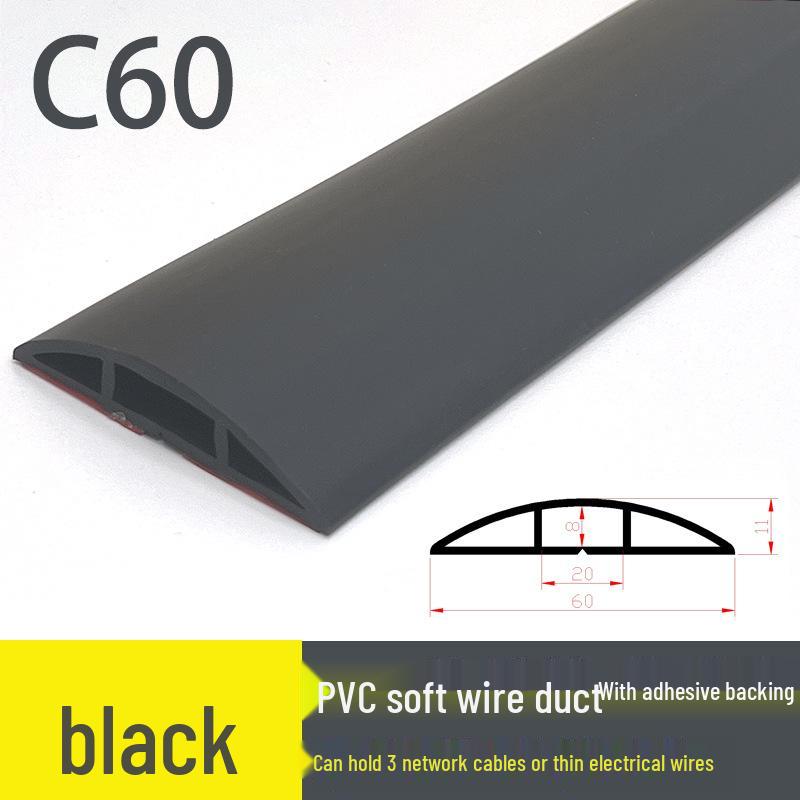 PVC Soft Floor Cable Duct: Insulated, Self-Adhesive Wire Management Channel with Thick Anti-Step Protection