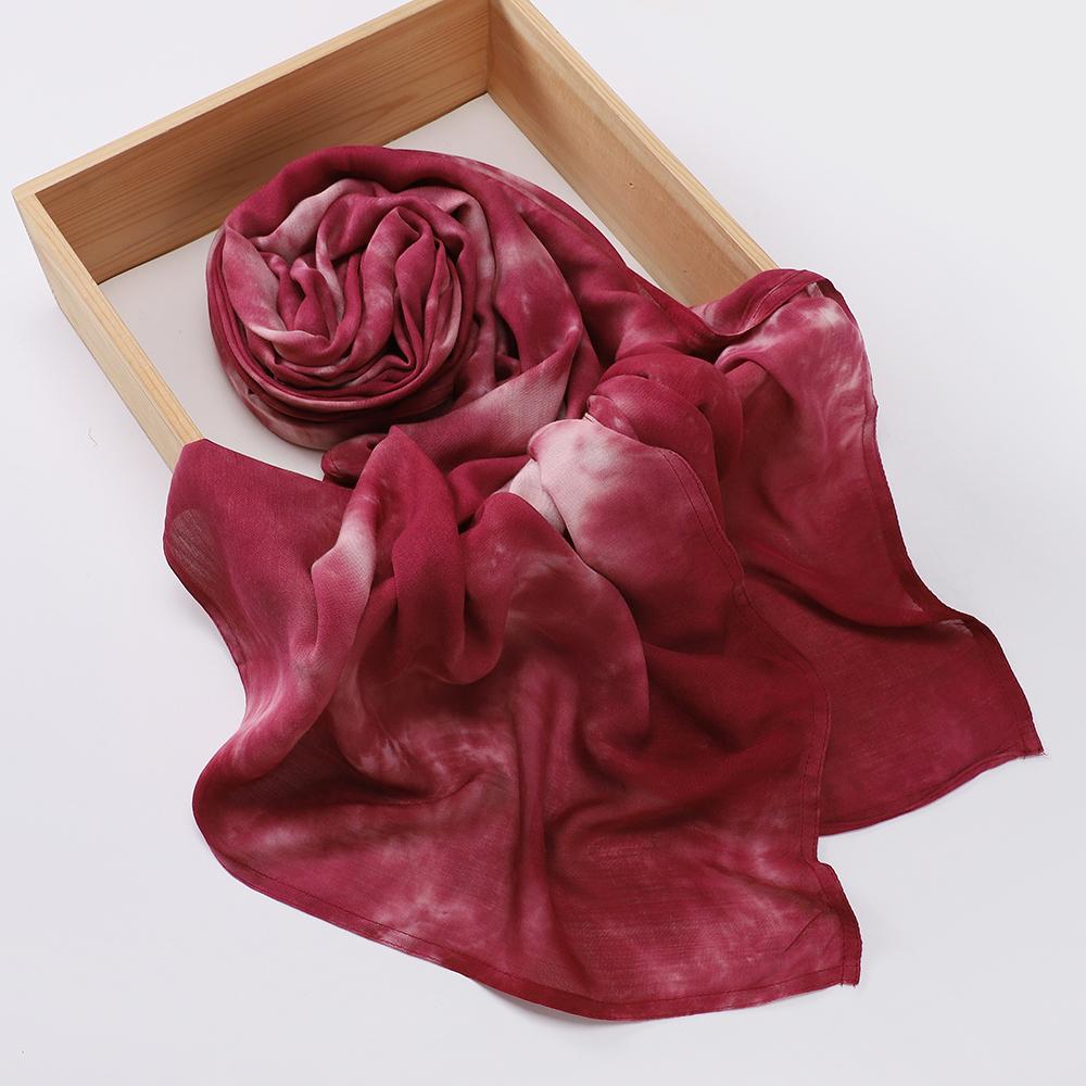 Hot Selling Tie Dye Printed Hijab Modal Cotton Viscose Scarf Rayon Shawl Lightweight Muslim Ramadan Headscarf Scarves