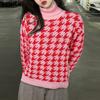 VONDA Autumn Women Turtleneck Long Sleeve Printed Contrast Pullover Sweaters