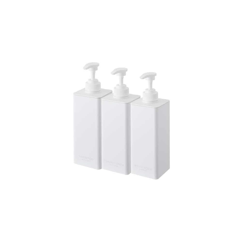 Yamazaki Tower Detergent Dispenser (Shampoo, Conditioner, Body Soap) - Set of 3 Refillable Bottles