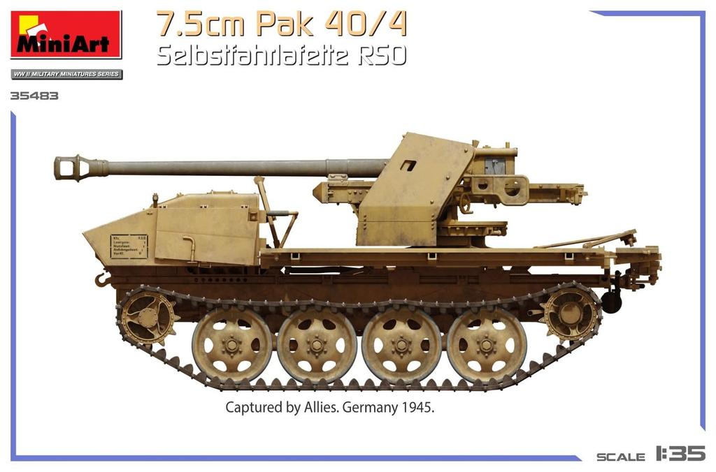 Miniart Gun RSO Plastic Model MA35483 1/35 7.5cm Pak40/4 Self-Propelled (Military Vehicle)