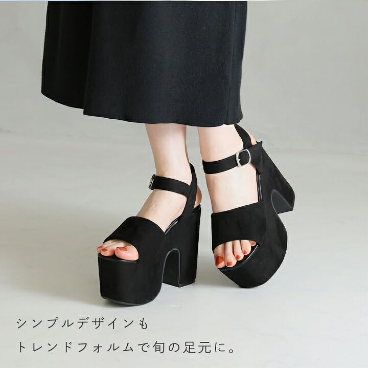 Vivian Women's 13cm Platform Sandals with Ankle Strap, White, Size S (22.0-22.5cm), V0671SM