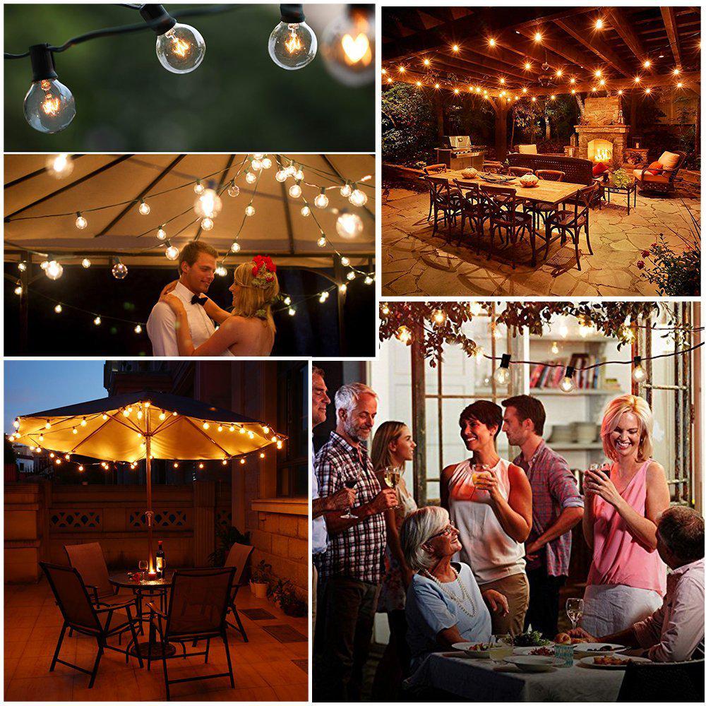 UK/US Standard G40 String Lights, 25 Clear Tungsten Filament, 220V, Indoor/Outdoor Decorative Lighting for Weddings and Christmas