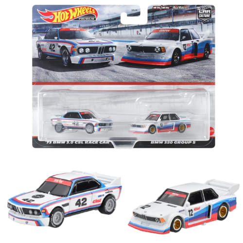 

Hot Wheels Premium Набор из 2 машинок 73 BMW 3.0 CSL Гоночный автомобиль/BMW 320 Group 5 (От 3 лет и старше) HKF55
