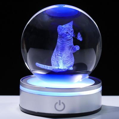 Kertari K9 Crystal Ball, Cute Cat, Birthday Gift for Women, Mothers, Wives, and Girlfriends. Popular [Authentic]. Home Decor, Cat Toy, Butterfly