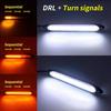 Car DRL Daytime Running Strip Headlight Ambient Decoration Turn Signal Lights Sequential Yellow Flow White Day Lamp Accessories