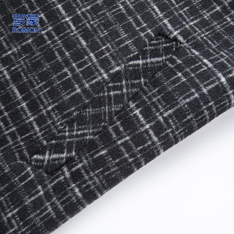 ROMON Men's Plaid Mid-length Double-sided Wool Coat