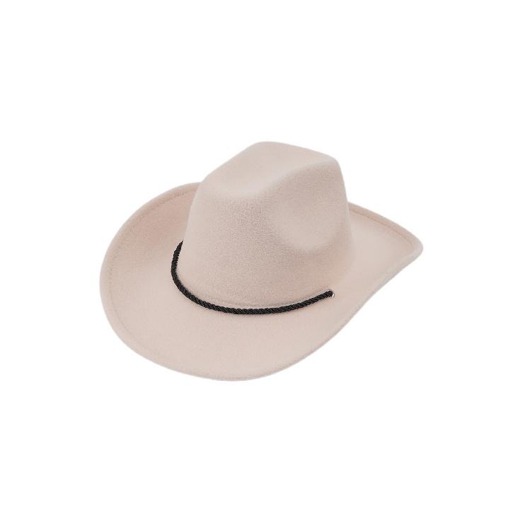 

High-quality wool felt hat with windproof strap, stage hat, jazz hat, European and American festival carnival cowboy hat, knight s hat, trendy M（56-58cm）