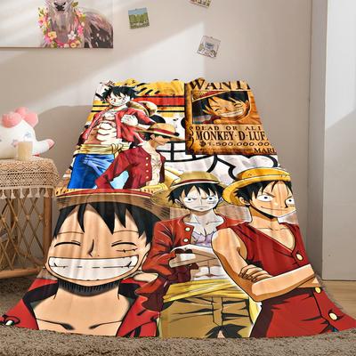 Anime Luffy Print Blanket Warm Comfortable Flannel Cover For Bedrooms, Sofas, Beds, Chairs LXR143