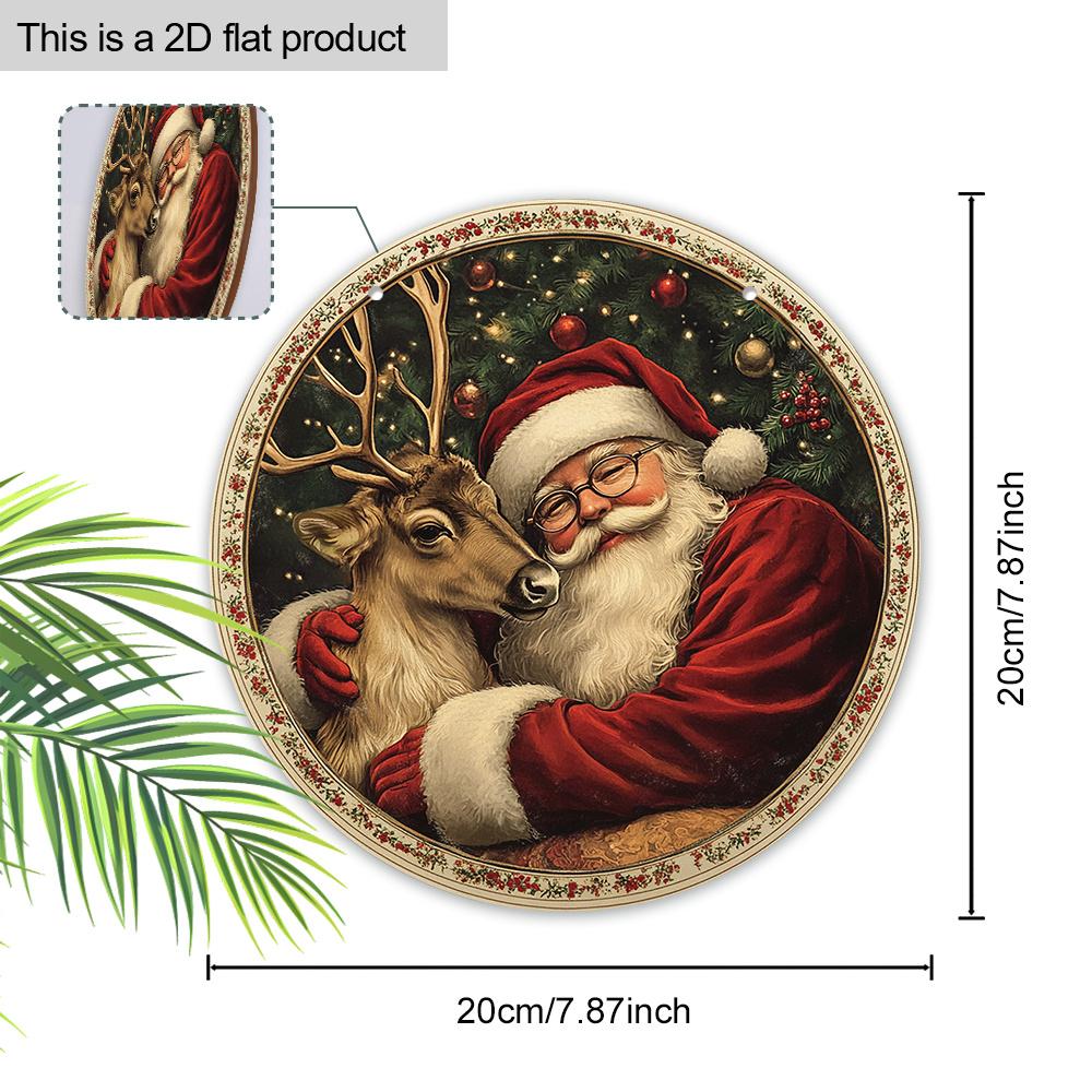 Christmas decoration sign,hanging decorations,2D flat Wooden products with The pattern is Santa Claus and elk,Christmas gifts for friends and family