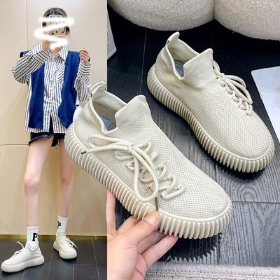 2023 New Korean Version of Lovers Flying Shoes Female Ins Student Casual Shoes Female Running Sports Shoes