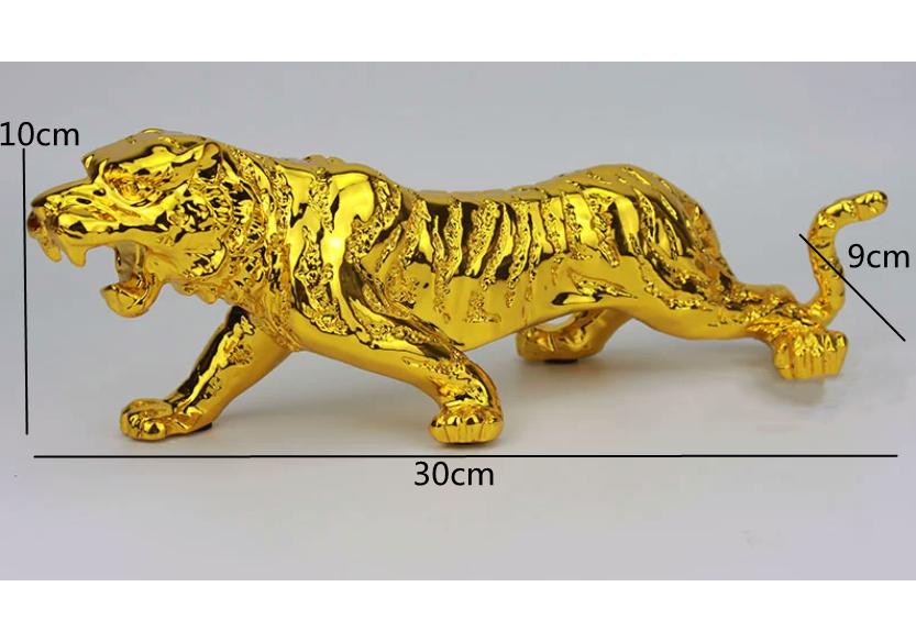 Golden Tiger Animal Sculpture, Electroplated Resin Crafts, Home Decoration, Living Room and Office Desk Decoration Ornaments