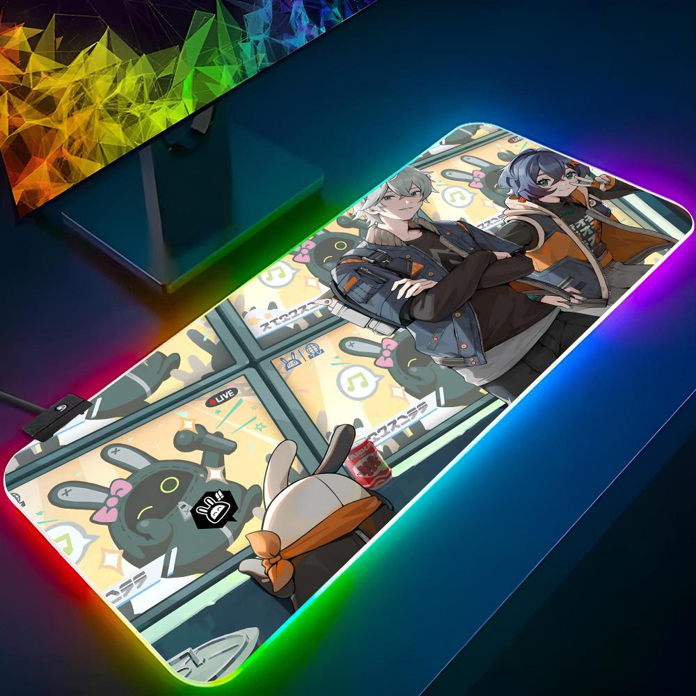 Zenless Zone Zero Mouse Pad Gaming Rgb Mousepad Backlit Animal Keyboard Gamer Girl Xxl Laptop Mat Table Pads Deskpad