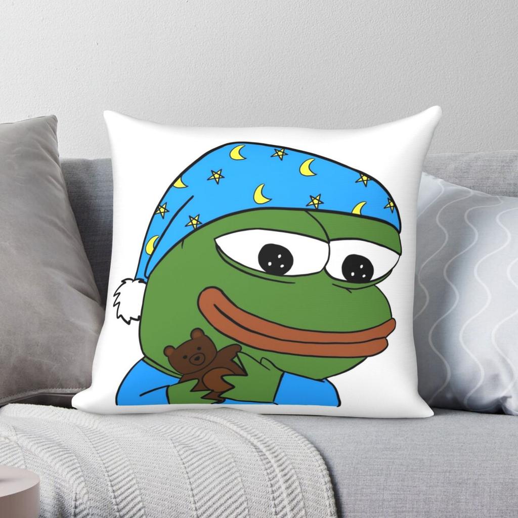 Bedtime Pepe Sleepo Peepo Square Pillowcase Polyester Linen Velvet Printed Zip Decorative Throw Pillow Case Bed Cushion Cover