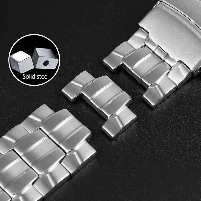 Per Casio EF-550 EF-524 Cinturino per Orologio in Acciaio Inossidabile 22mm Argento Cinturino Fibbia Déployante Bracciale Cinturino in Metallo Catena per Orologio da Uomo
