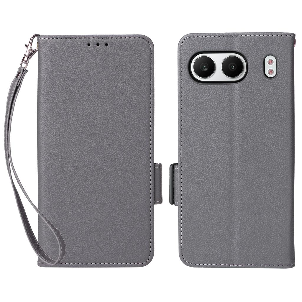 For OnePlus Nord 4 Case with Wrist Strap Litchi Texture PU Leather Wallet Phone Cover