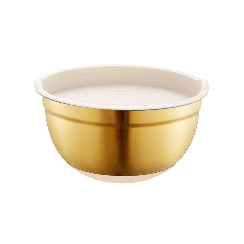 Stainless Steel Mixing Bowl with Lid & Non-slip Silicone Base