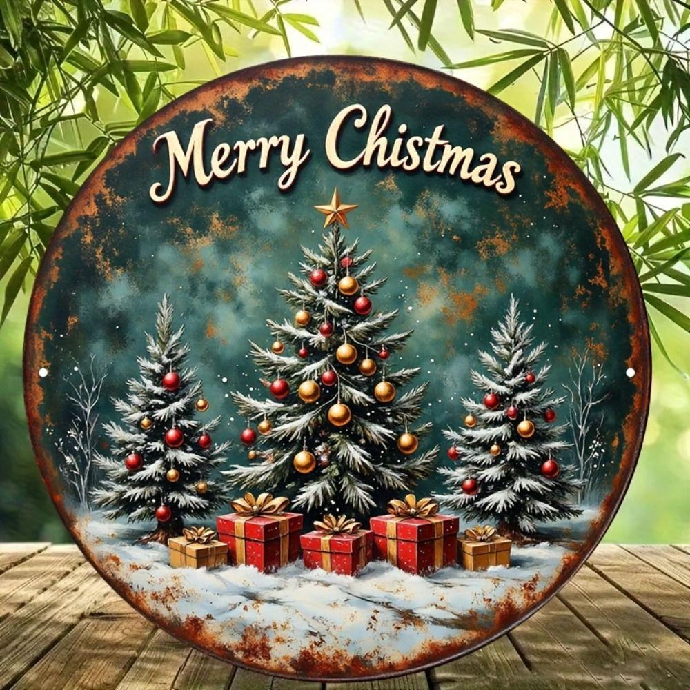 Vintage Metal Sign Blue Deer Merry Christmas Retro Tin Plate Wall Decor Home Holiday Gift 20 Cm