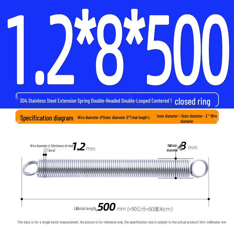 Arc de extensie din oțel inoxidabil 304 de 500 mm cu cârlige deschise și inel cu buclă dublă, personalizabil.
