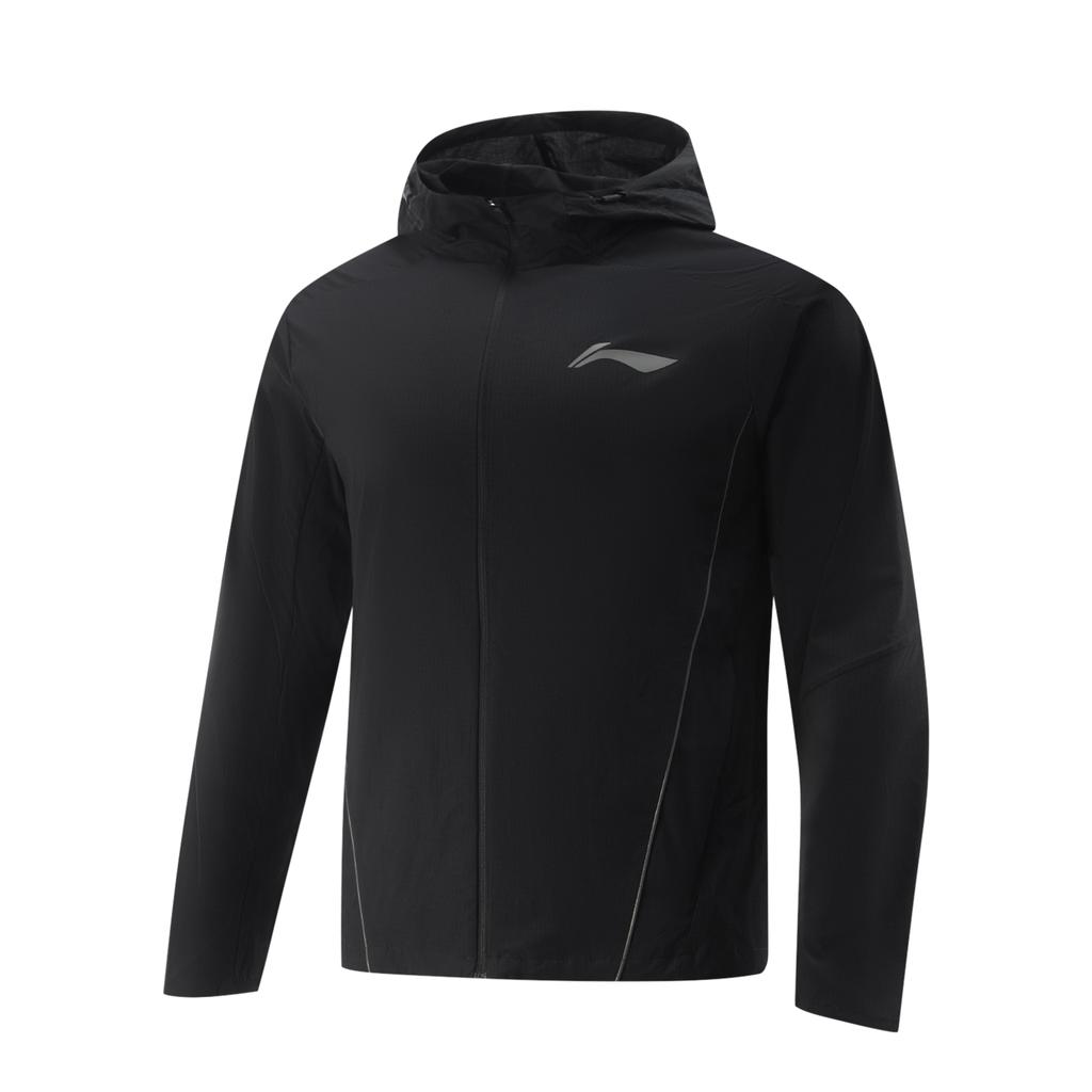 Li Ning Running Series Sports Casual Minimalist Solid Color Hooded Jacket Men Jacket Black AFDVA93-1
