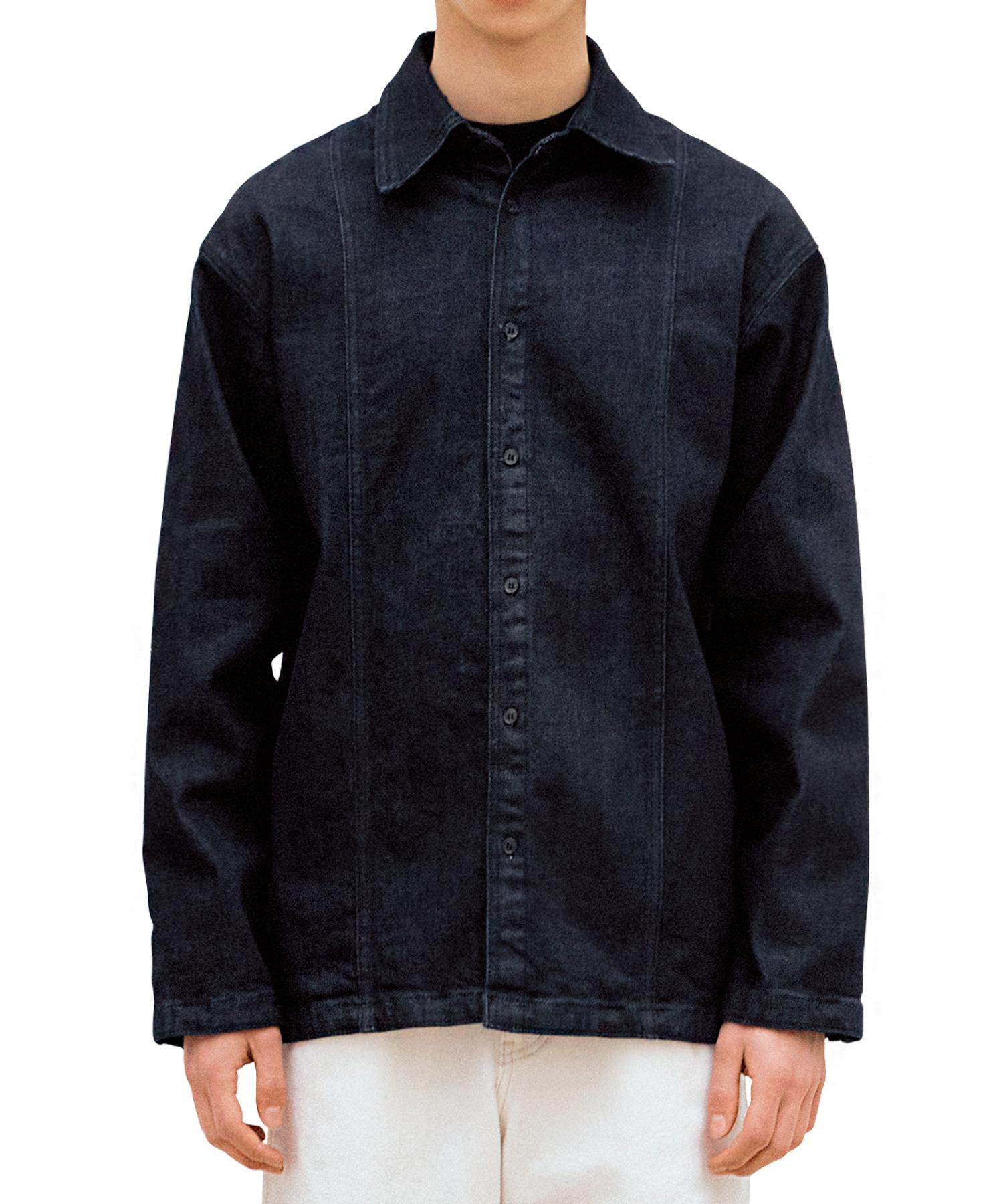 Rap One One Semi-Overfit Normal Wash Denim Shacket (Dark Blue) L