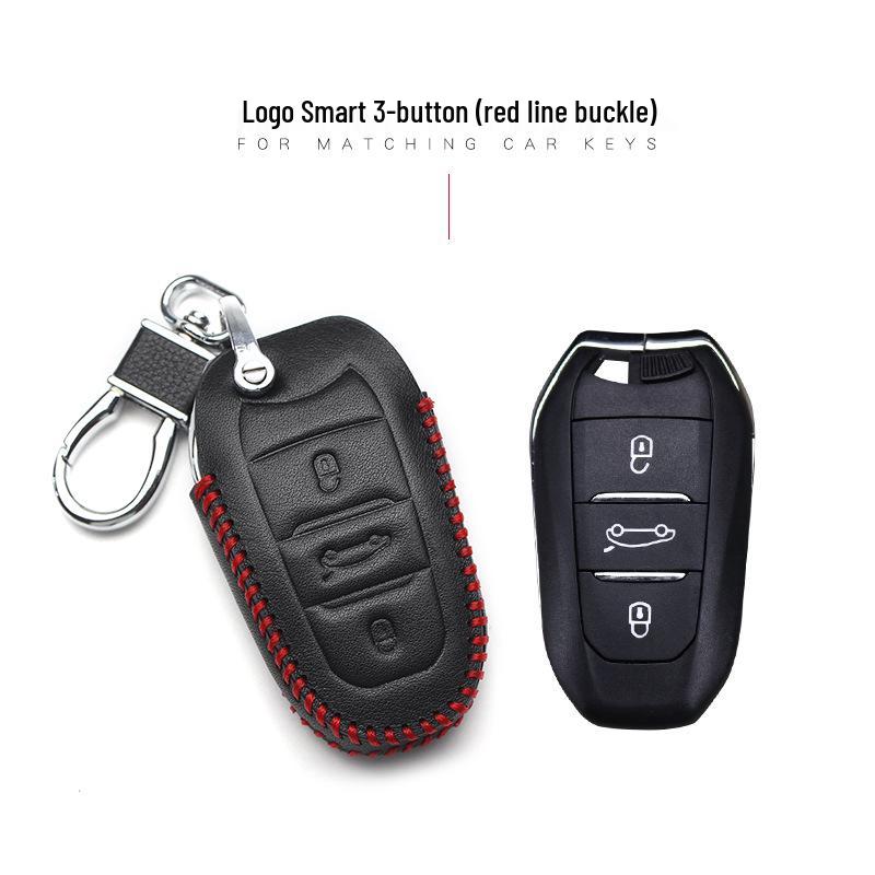 Genuine Leather Key Cover for Peugeot 308, 508, 408, 3008, 4008, 208 & Citroen Sega
