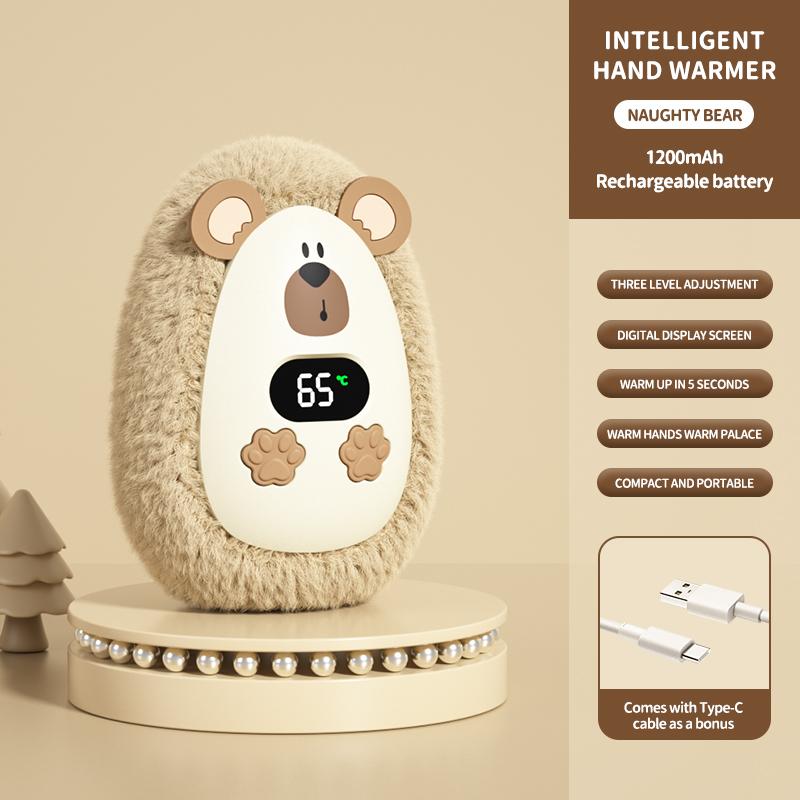 Plush Hand Warmer Winter Mini Portable Three-speed Adjustment Battery Life Long-lasting Smart Temperature Control Hand Warmer