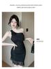 Sexy One-Shoulder Mesh Ruffled Slip Dress