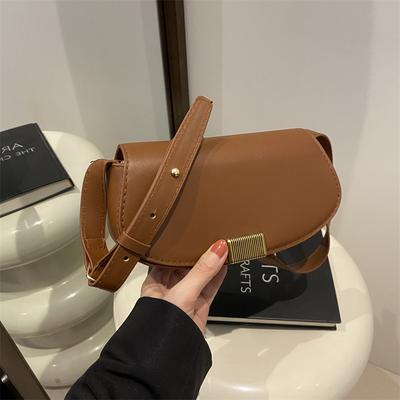 Fashion Solid Color Texture Small Bag Women'S Spring Versatile Messenger Bag Temperament Saddle Bag