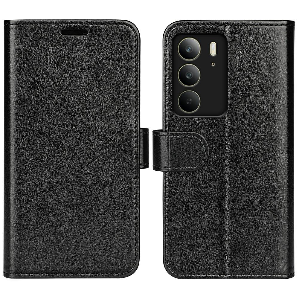 

For Realme C75 Wallet Case Crazy Horse Texture Stand Leather Phone Cover Black