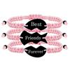 3-Piece Multicolor Puzzle Heart Best Friends Bangle Set, Titanium Steel Engraved