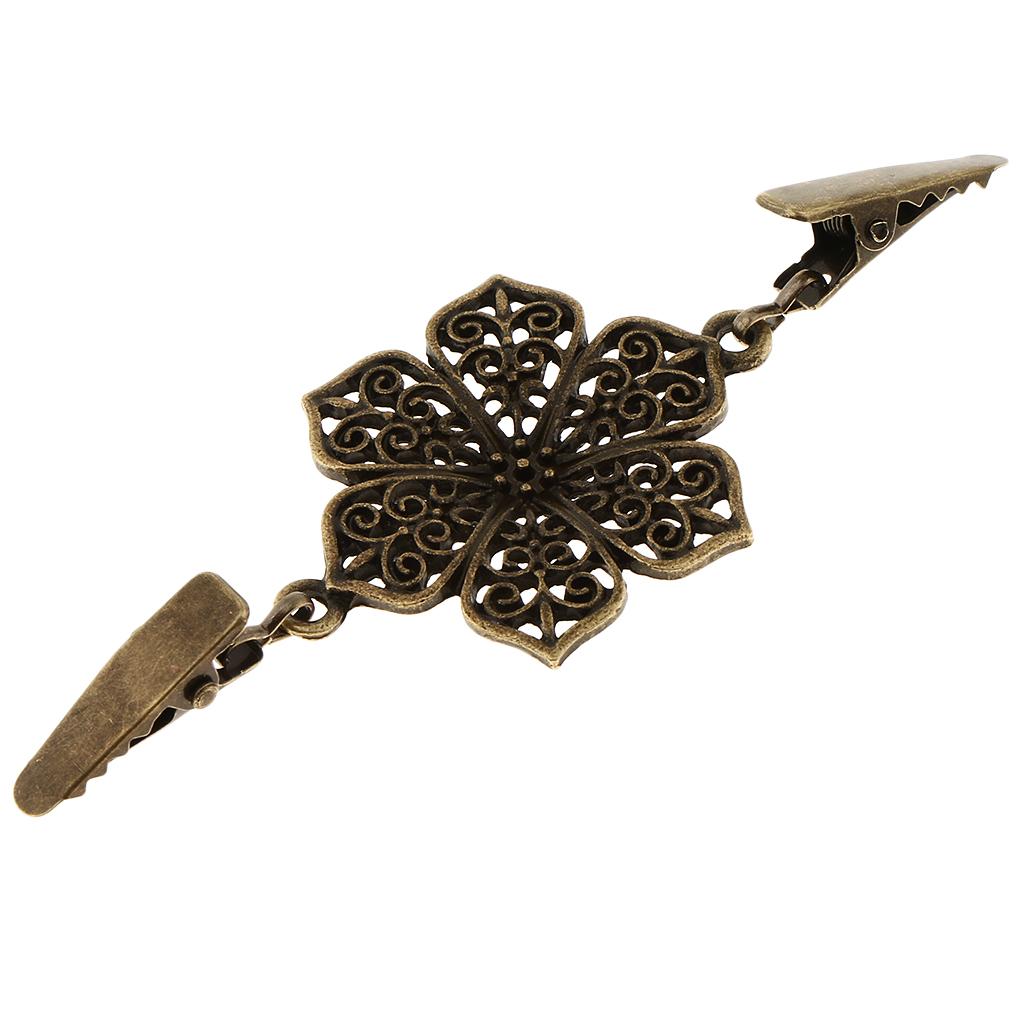 

Floral Alloy Cardigan Clip Shawl Collar Brooch Sweater Guard Holder for Women Blouses Shirts and Dresses бронзовый