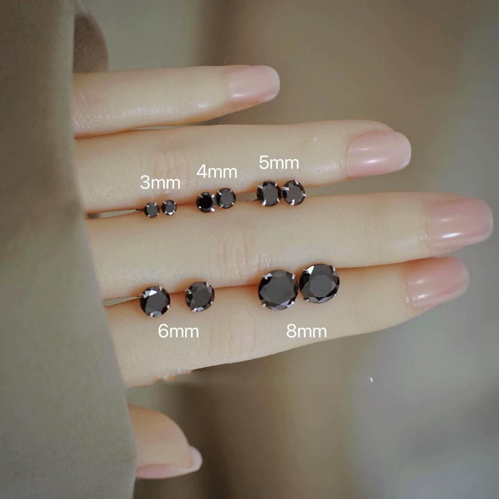 Orecchini a Bottone Beixi in Argento Sterling 925 con Pietra Nera - Unisex Stile Europeo, Americano, Giapponese, Coreano.
