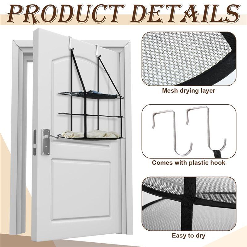 2 Pcs 3 Tier Sweater Drying Rack Flat Over The Door Folding Drying Rack Large Lay Laundry Hanging Dryer For Apartment
