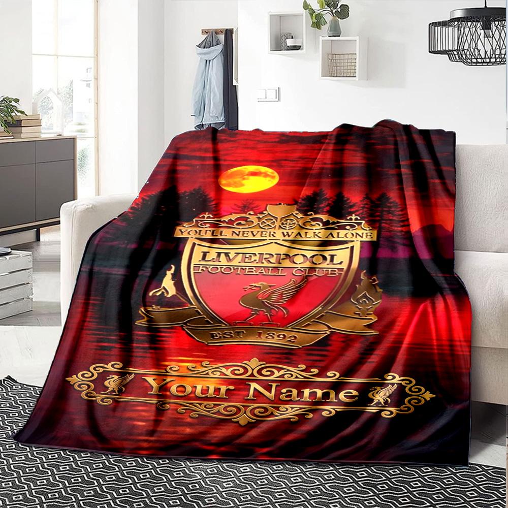 Liverpool Customize Text Blanket Throw Customizable Blanket Ultra-Soft Perfect for Livingroom Picnics Office Chair Chair Four Seasons Multipurpose
