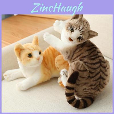 Realistic Plush Cat Figurine For Home Decoration And Gifts With Soft Pp Cotton Filling