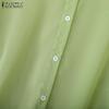 ZANZEA Women Casual Turn Down Collar Long Sleeve Perspective Cover Up Blouse
