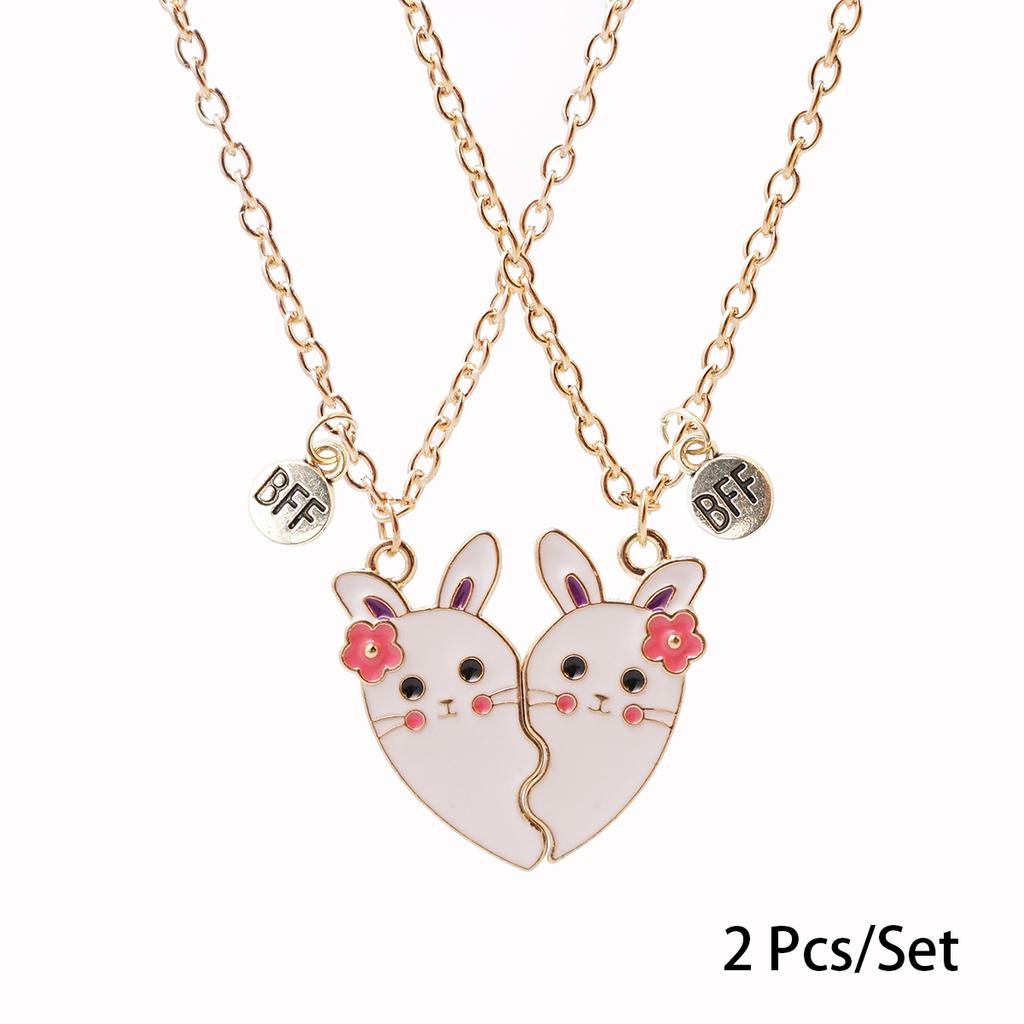 2 Stück/Set Beste Freunde Anhänger Halskette Für Frau Magnetisch Verstellbar Regenbogen Gänseblümchen Liebhaber Zerbrochenes Herz Kette BFF Schmuck Geschenke