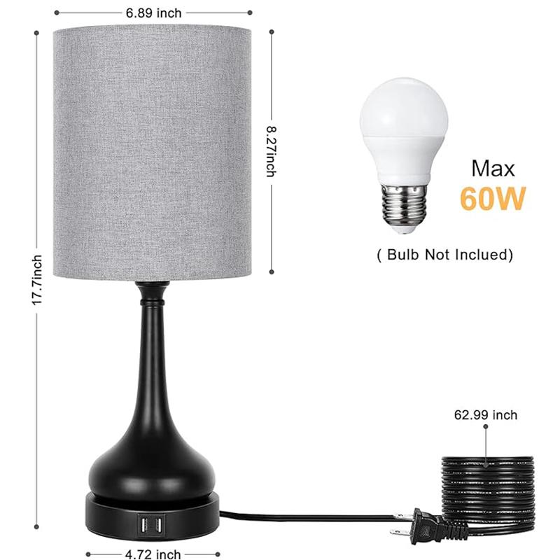 

Hulu desk lamp, bedside lamp, bedroom 2, living room touch desk with USB charging port серый