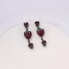 Sweet temperament red rhinestone love dark earrings women's light luxury niche high-end stud earrings autumn and winter new earrings
