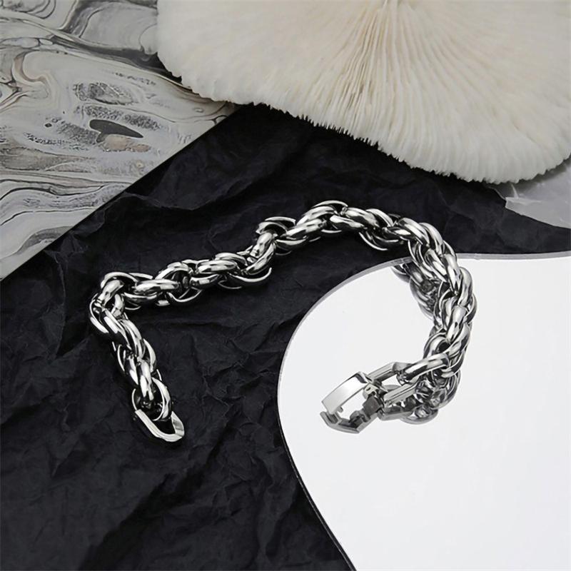 Klassisches Edelstahl Cuban Link Armband Mode Herren Street Hip Hop Punk Titanstahl Armband Mode Herrenschmuck Geschenk