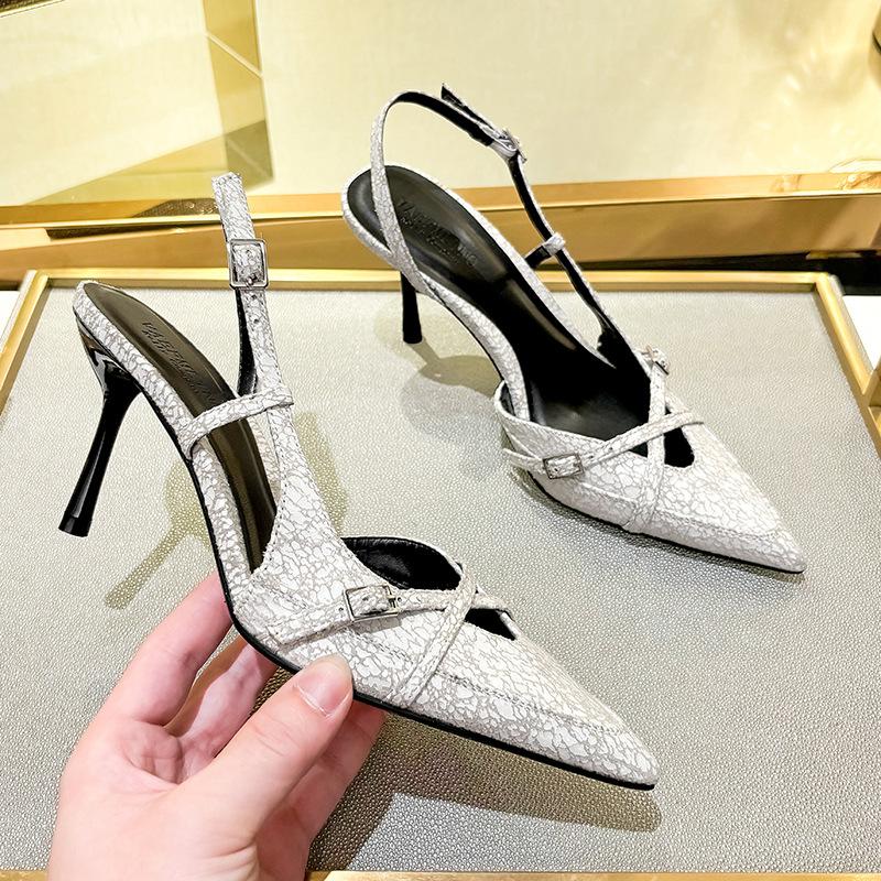 

Fashion States Sexy High Heels 2024 Summer New Women S Baotou Sandals A Buckle With Pointed Head After The Empty Single Shoes Women 35 белый