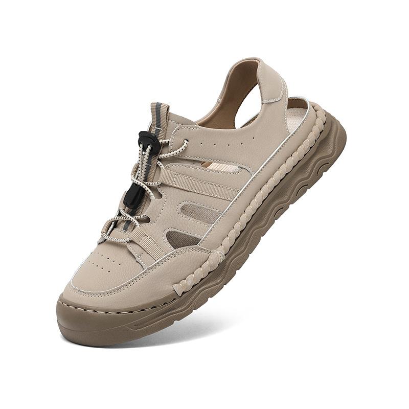 Men Sandals Split Leather Sandals Slides Breathable Rome Male Summer Outdoor Beach Slippers Soft Hot Sale Men Beach Sandals