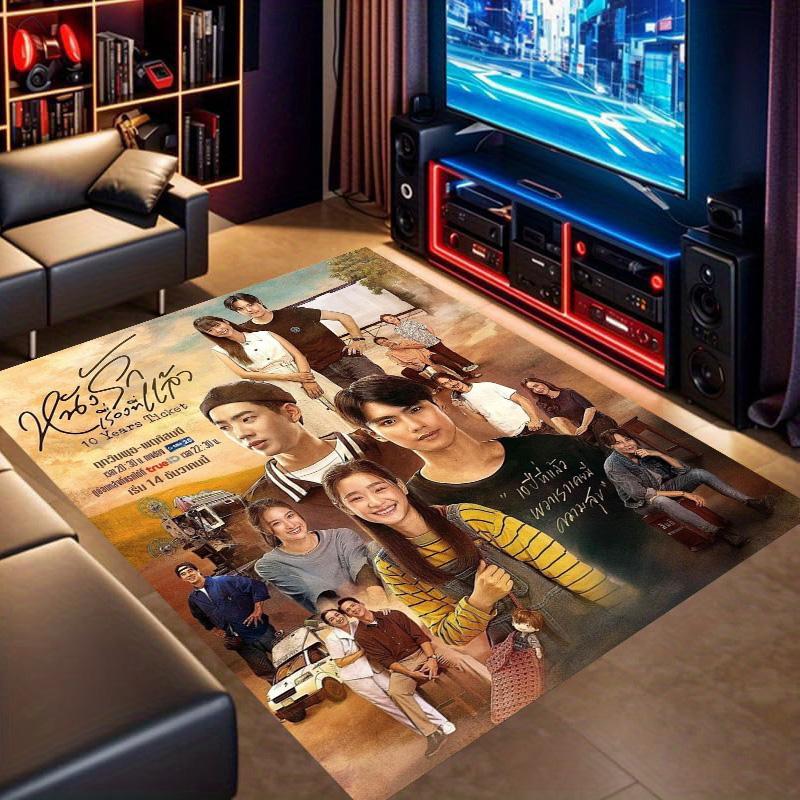Thai Drama Movie Character Poster Print Area Pop Culture Non‑Slip Rectangular Floor Mat Game Room Living Bedroom Home Decor Rug
