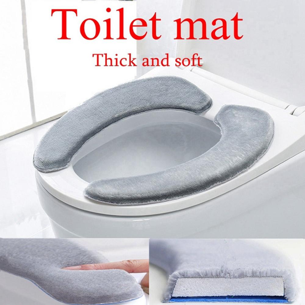 Toilet Lid Cover Adhesive Warm Bathroom Accessories Toilet Mat Seat Case Lid Pad Toilet Seat Cover